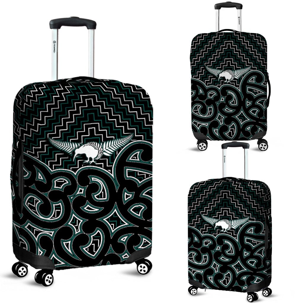 New Zealand Luggage Maori Graphic Tee patterns Green LT6 - Wonder Print Shop