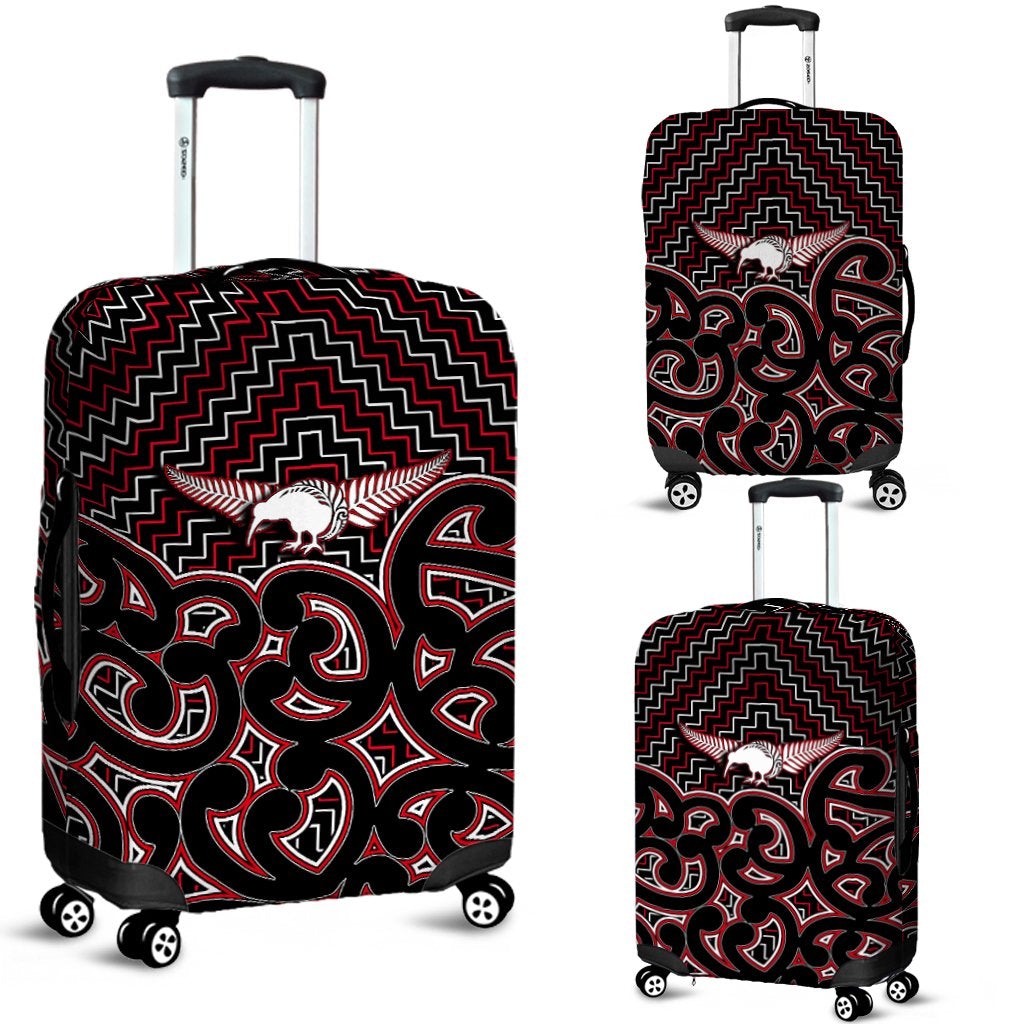 New Zealand Luggage Maori Graphic Tee patterns Red LT6 - Wonder Print Shop