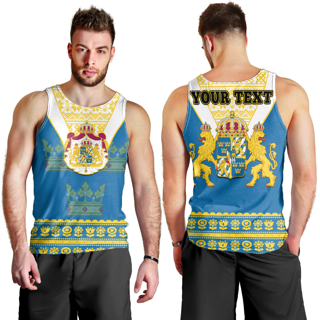 custom-personalised-sweden-men-tank-top-swedish-coat-of-arms-with-scandinavian-flowers