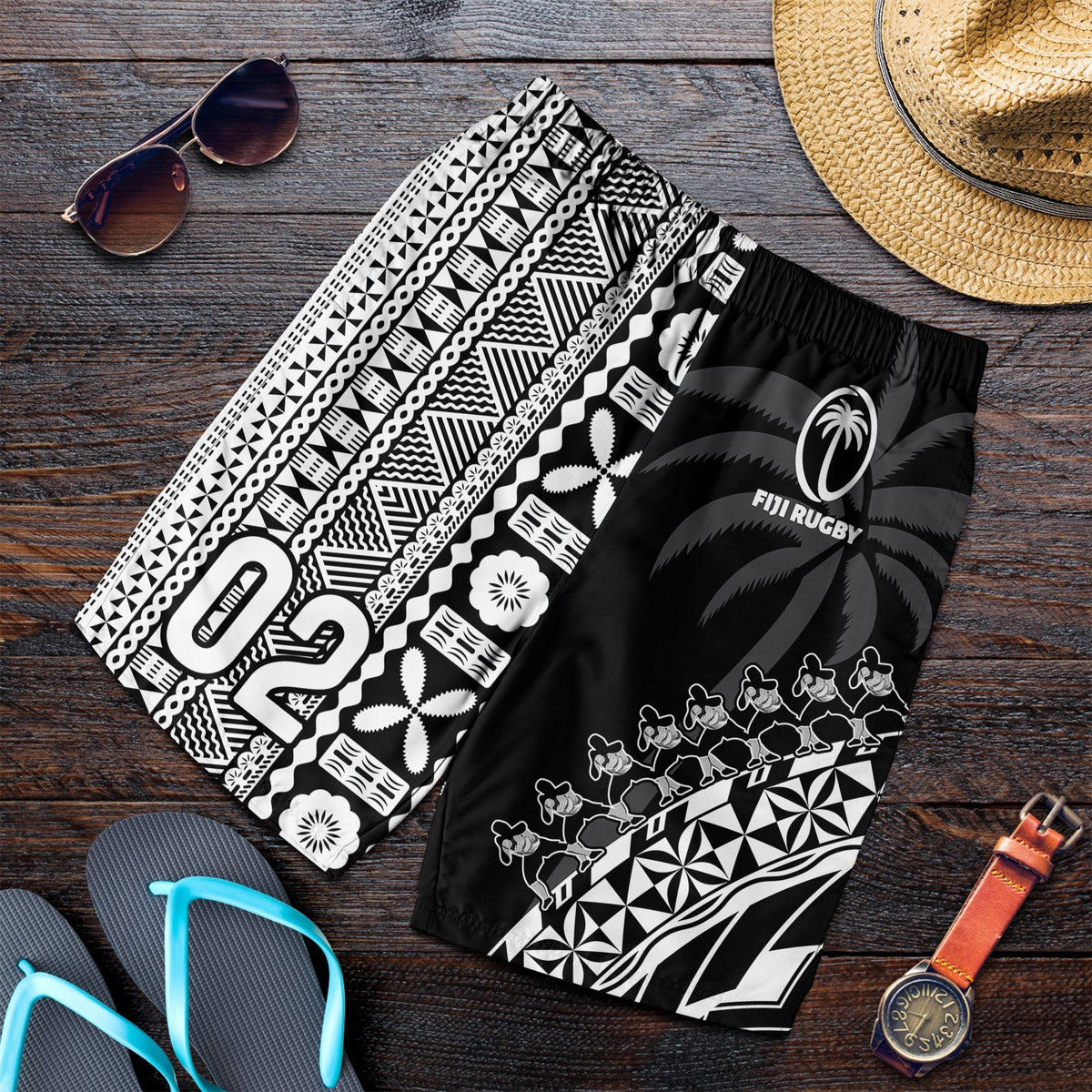 custom-personalised-fiji-rugby-men-shorts-fijian-cibi-dance-tapa-pattern-black