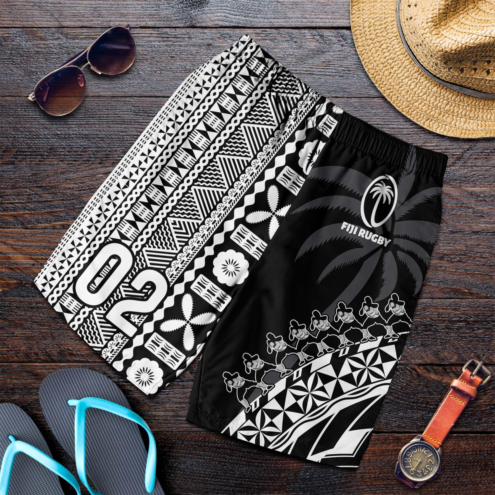 custom-personalised-fiji-rugby-men-shorts-fijian-cibi-dance-tapa-pattern-black