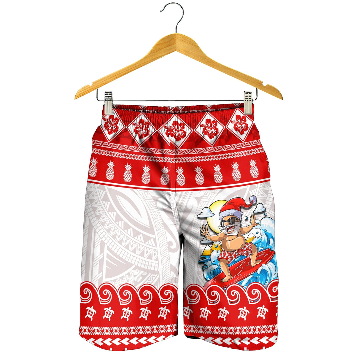 hawaii-christmas-men-shorts-surfing-santa-mele-kalikimaka-polynesian