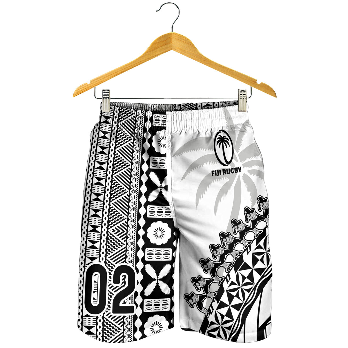 custom-personalised-fiji-rugby-men-shorts-fijian-cibi-dance-tapa-pattern-white