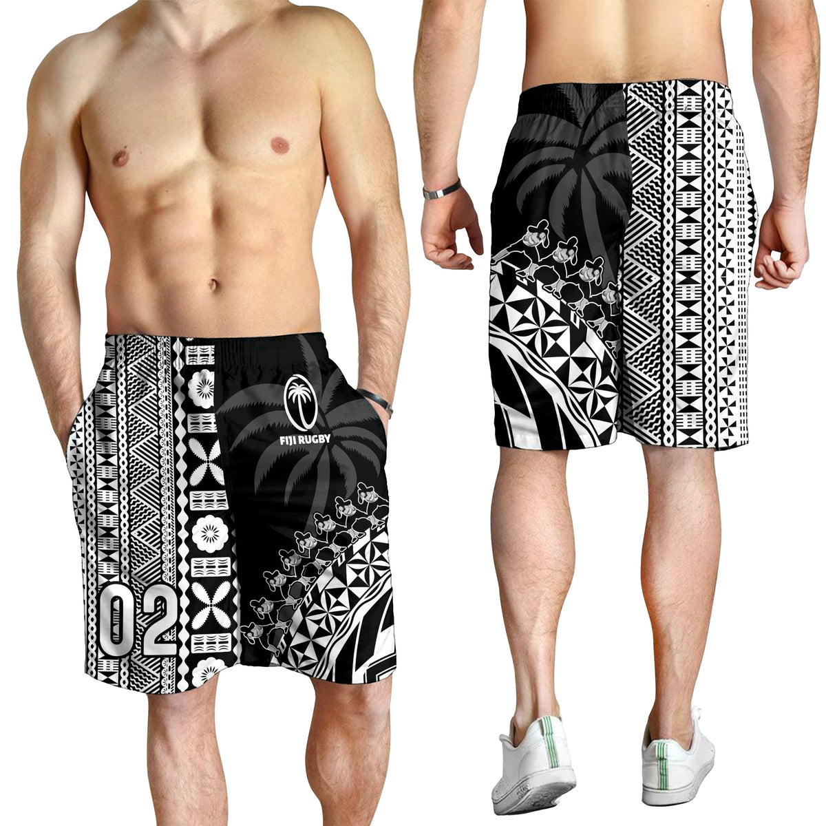 custom-personalised-fiji-rugby-men-shorts-fijian-cibi-dance-tapa-pattern-black