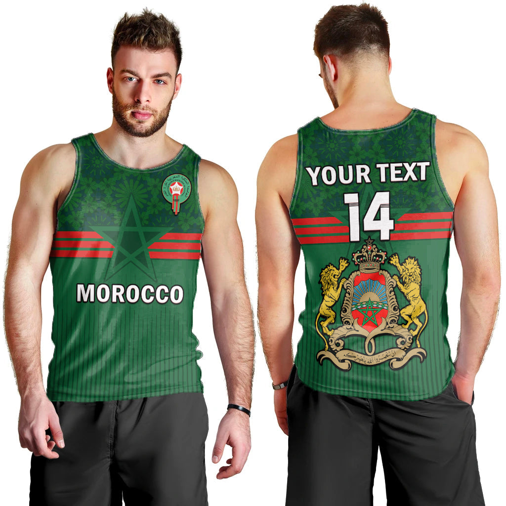 custom-text-and-number-morocco-football-men-tank-top-world-cup-2022-green-moroccan-pattern