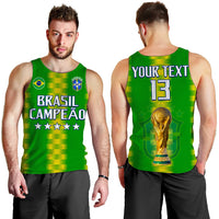 Men's green football tank top with 'YOUR TEXT' and number 13, trophy graphic