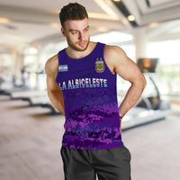 Men's purple Argentina football tank top with 'LA ALBICELESTE' lettering and crest.