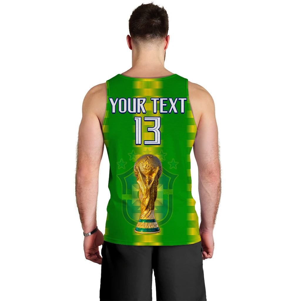 Men's green football tank top back view with 'YOUR TEXT' and number 13