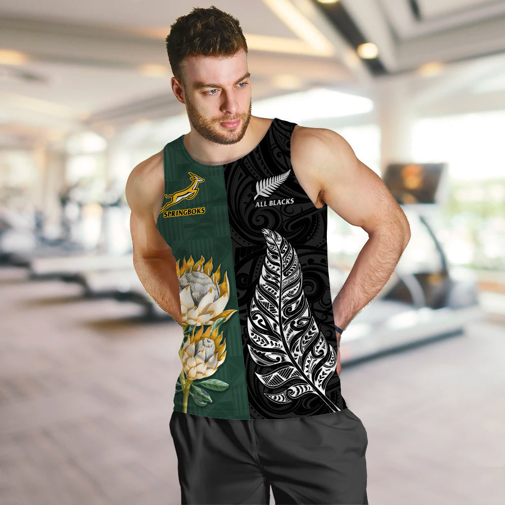 custom-text-and-number-south-africa-protea-and-new-zealand-fern-men-tank-top-rugby-go-springboks-vs-all-black