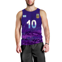 Purple men’s football tank top with number 10 front, AFA crest and flag patch