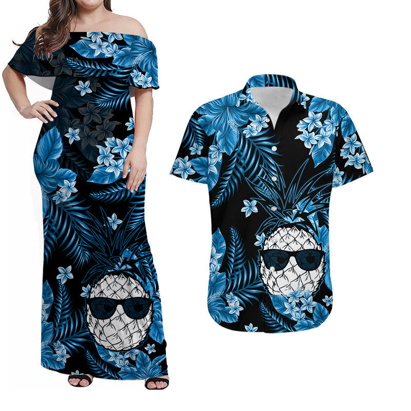 Hawaii Summer Colorful Pineapple Matching Hawaiian Shirt And Dress Light Blue LT6 - Wonder Print Shop