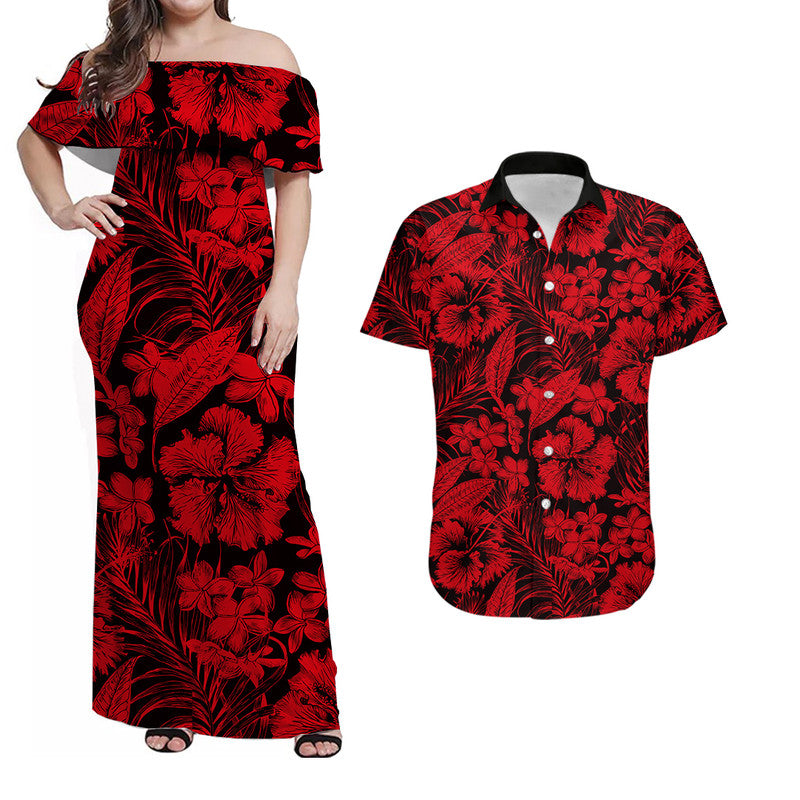 Aloha Hawaii Flowers Summer Matching Hawaiian Shirt And Dress Red LT6 - Wonder Print Shop