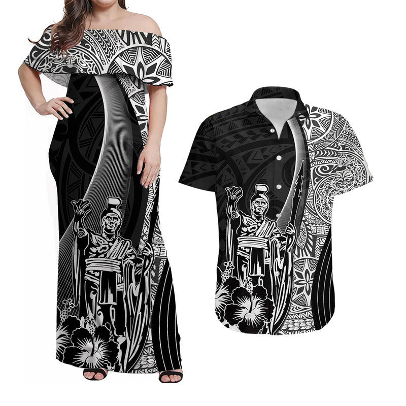 Hawaiian King Kamehameha Matching Hawaiian Shirt And Dress Vibe Black Style LT6 - Wonder Print Shop