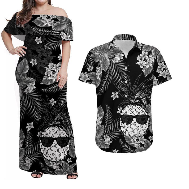 Hawaii Summer Colorful Pineapple Matching Hawaiian Shirt And Dress Gray LT6 - Wonder Print Shop