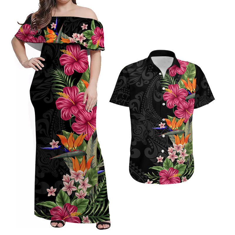 Hawaii Flowers Mix Tribal Pattern Matching Hawaiian Shirt And Dress LT6 - Wonder Print Shop