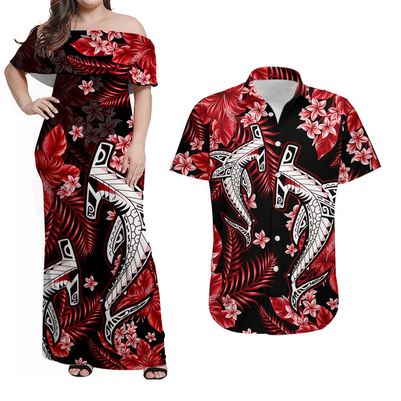 Hawaii Summer Colorful Shark Matching Hawaiian Shirt And Dress Red LT6 - Wonder Print Shop