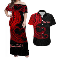 Personalised Polynesian Valentine Matching Hawaiian Shirt And Dress Heart Tattoo Red Style LT6 - Wonder Print Shop