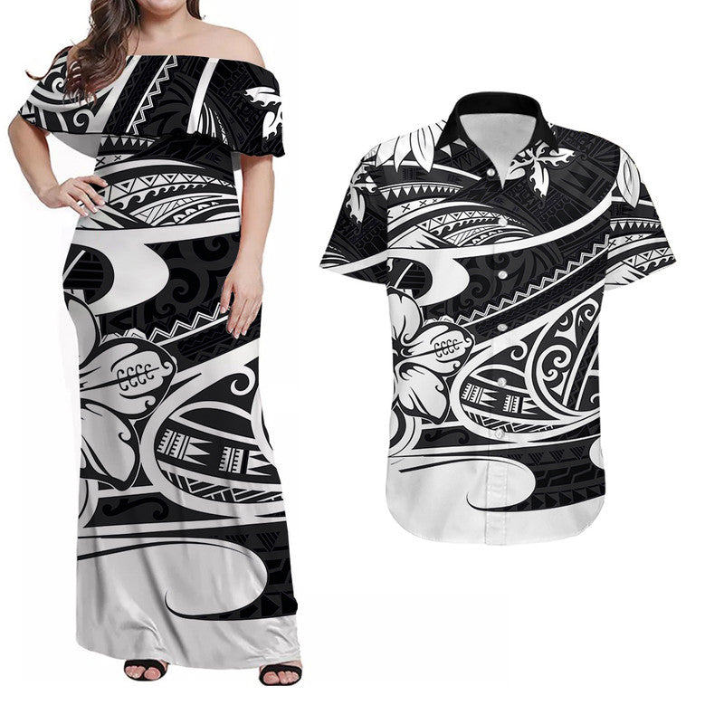 Polynesian Tribal Matching Hawaiian Shirt And Dress Black LT6 - Wonder Print Shop