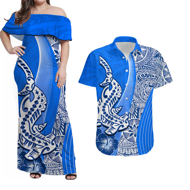 Hawaiian Shark Polynesian Matching Hawaiian Shirt And Dress Vibe Blue Style LT6 - Wonder Print Shop