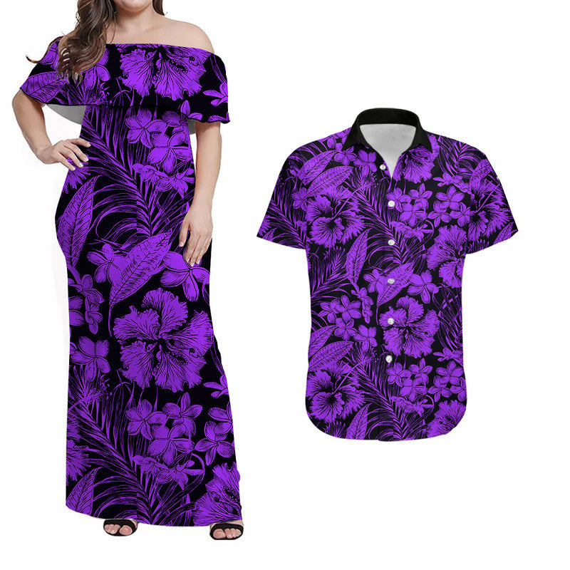 Aloha Hawaii Flowers Summer Matching Hawaiian Shirt And Dress Purple LT6 - Wonder Print Shop