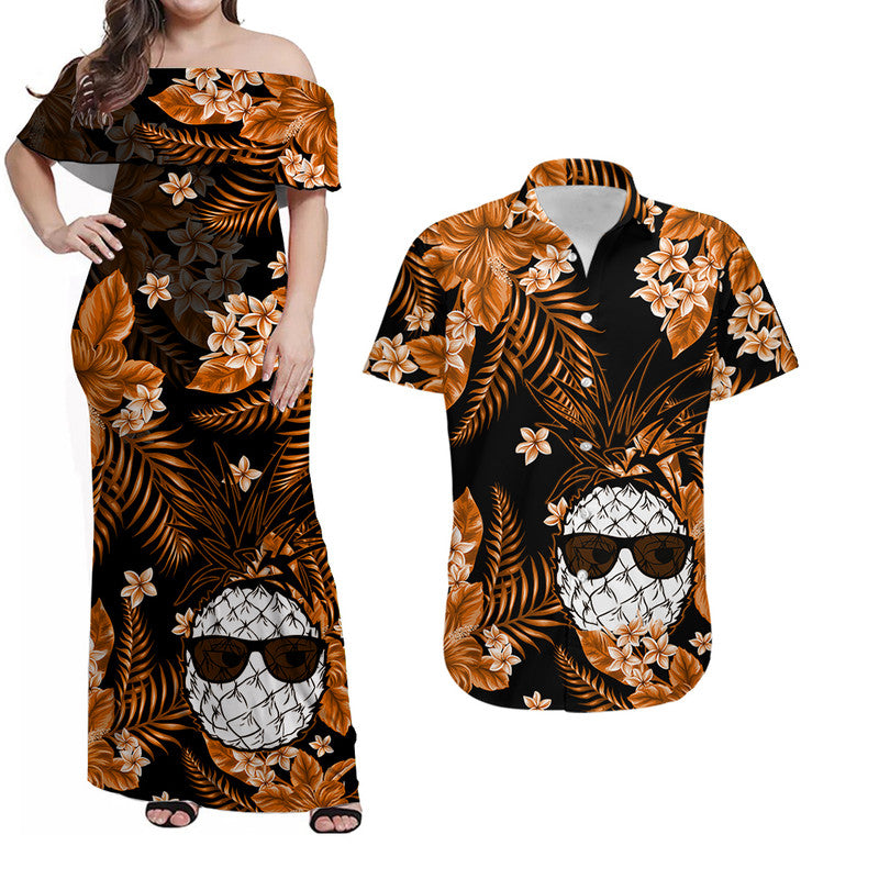 Hawaii Summer Colorful Pineapple Matching Hawaiian Shirt And Dress Orange LT6 - Wonder Print Shop