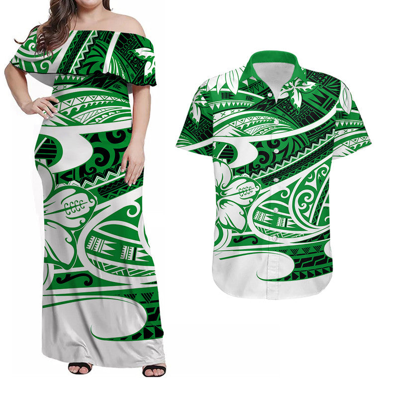 Polynesian Tribal Matching Hawaiian Shirt And Dress Green LT6 - Wonder Print Shop