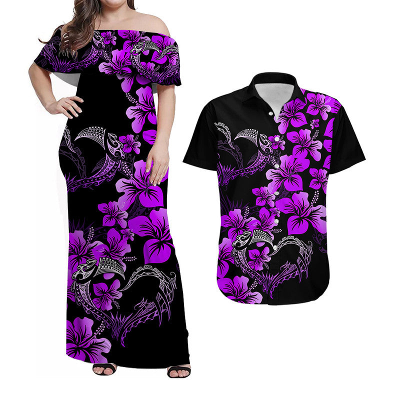Polynesian Valentine Matching Hawaiian Shirt And Dress Hibiscus Flowers Purple Style LT6 - Wonder Print Shop