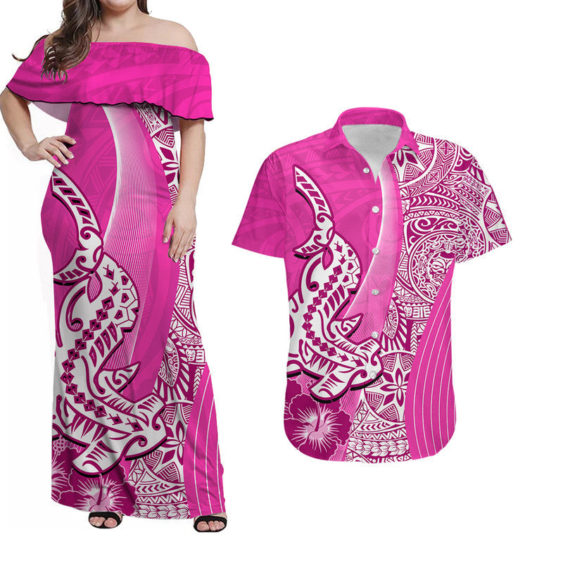 Hawaiian Shark Polynesian Matching Hawaiian Shirt And Dress Vibe Pink Style LT6 - Wonder Print Shop