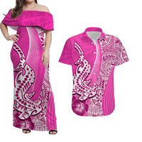 Hawaiian Shark Polynesian Matching Hawaiian Shirt And Dress Vibe Pink Style LT6 - Wonder Print Shop