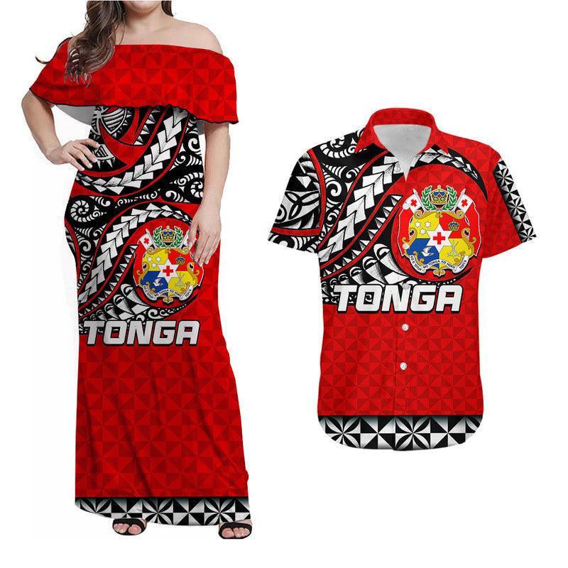 Personalised Tonga Matching Hawaiian Shirt And Dress Polynesian Tattoo LT6 - Wonder Print Shop