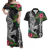 Hawaii Kakau Matching Hawaiian Shirt And Dress Mix Sharks Polynesian Hibiscus LT6 - Wonder Print Shop
