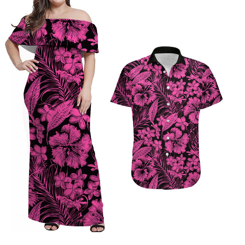 Aloha Hawaii Flowers Summer Matching Hawaiian Shirt And Dress Pink LT6 - Wonder Print Shop