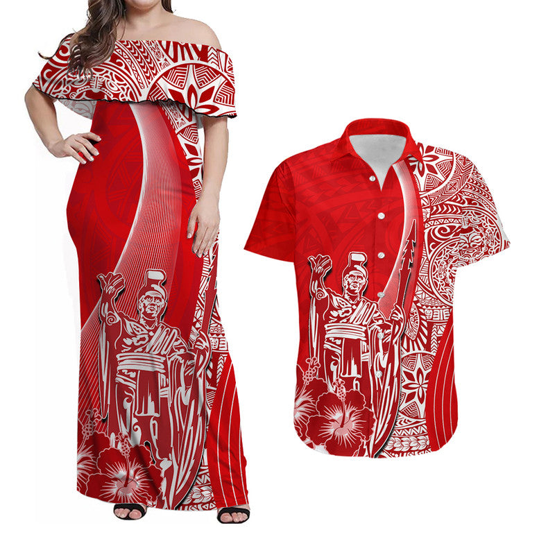 Hawaiian King Kamehameha Matching Hawaiian Shirt And Dress Vibe Red Style LT6 - Wonder Print Shop