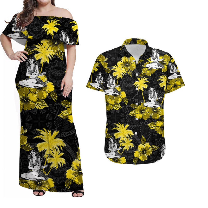 Polynesian Matching Hawaiian Shirt And Dress - Hawaii Summer Hula Girl No.5 LT6 - Wonder Print Shop