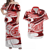 Polynesian Tribal Matching Hawaiian Shirt And Dress Red LT6 - Wonder Print Shop
