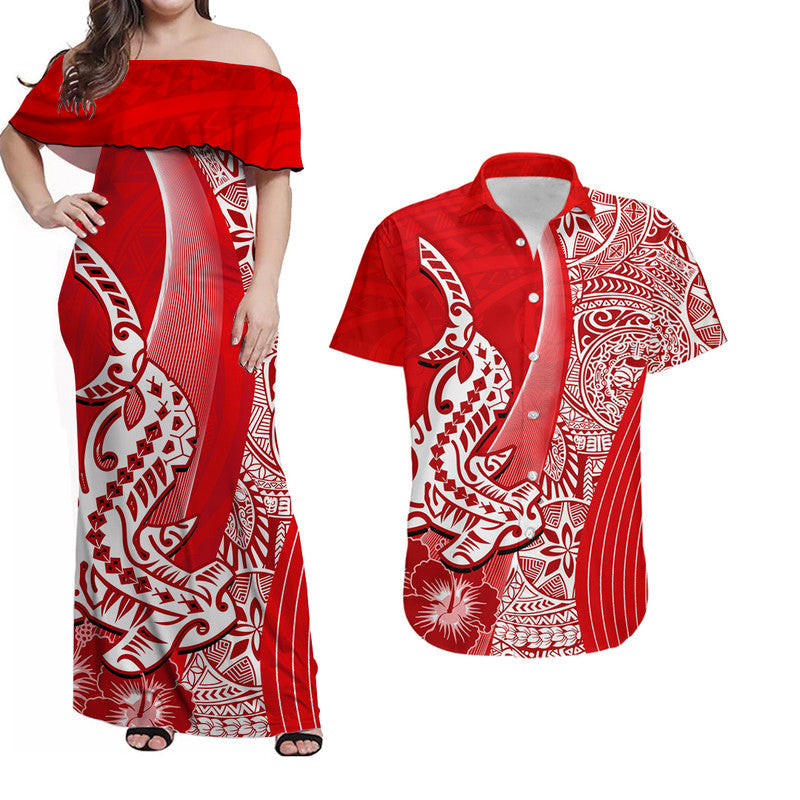 Hawaiian Shark Polynesian Matching Hawaiian Shirt And Dress Vibe Red Style LT6 - Wonder Print Shop