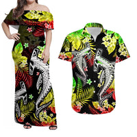 Hawaii Summer Colorful Shark Matching Hawaiian Shirt And Dress Reggage LT6 - Wonder Print Shop