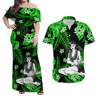Hawaii Summer Colorful Hula Girl Matching Hawaiian Shirt And Dress Green LT6 - Wonder Print Shop