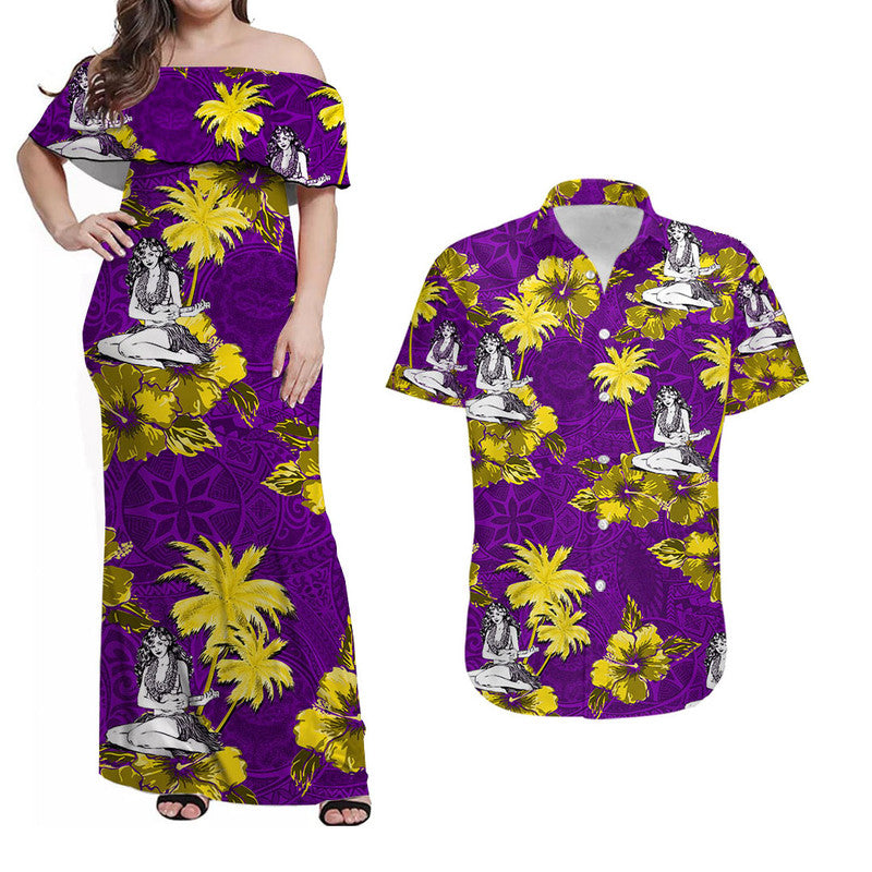 Polynesian Matching Hawaiian Shirt And Dress - Hawaii Summer Hula Girl No.6 LT6 - Wonder Print Shop