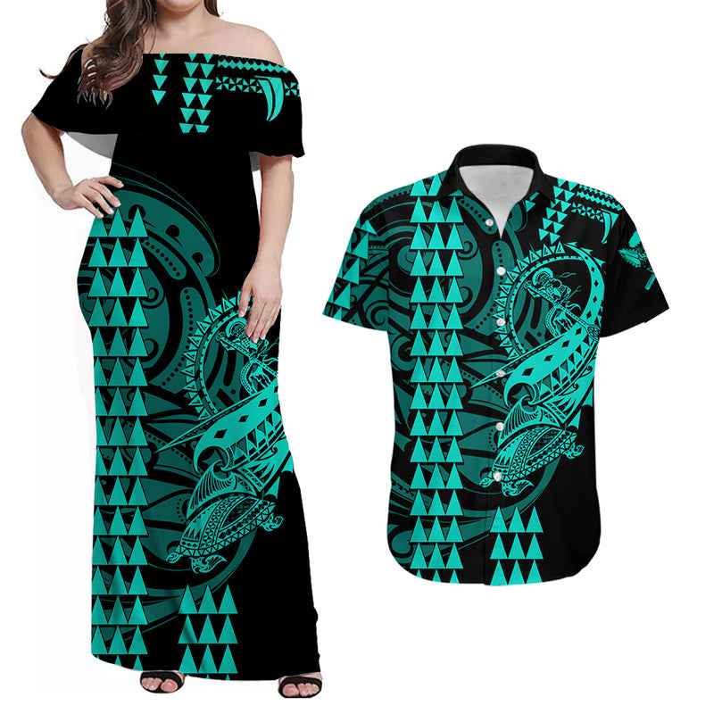Hawaii Polynesian Warrior Kakau Matching Hawaiian Shirt And DressGreen LT6 - Wonder Print Shop