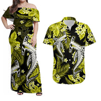 Hawaii Summer Colorful Shark Matching Hawaiian Shirt And Dress Yellow LT6 - Wonder Print Shop