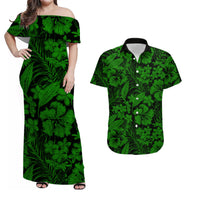Aloha Hawaii Flowers Summer Matching Hawaiian Shirt And Dress Green LT6 - Wonder Print Shop
