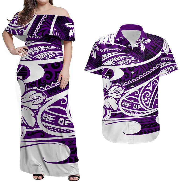 Polynesian Tribal Matching Hawaiian Shirt And Dress Purple LT6 - Wonder Print Shop