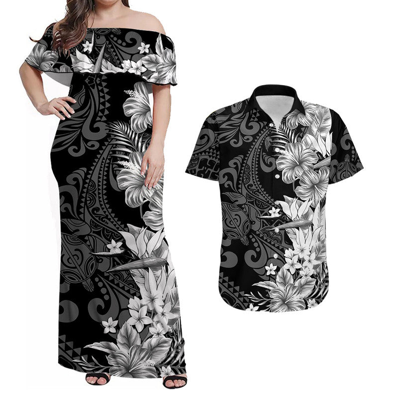 Hawaii Flowers Mix Tribal Pattern Matching Hawaiian Shirt And Dress White LT6 - Wonder Print Shop