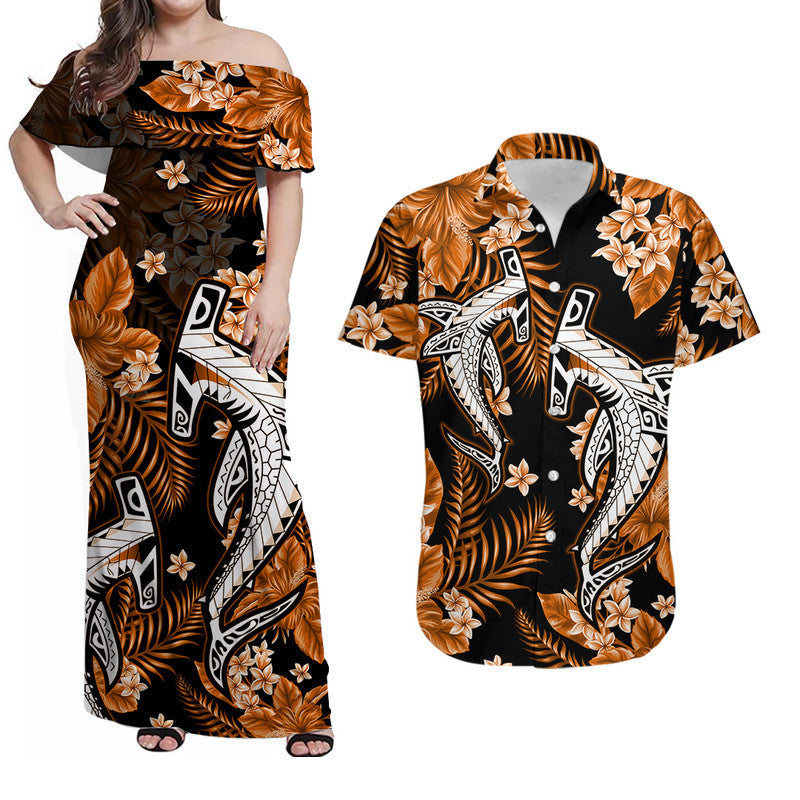 Hawaii Summer Colorful Shark Matching Hawaiian Shirt And Dress Orange LT6 - Wonder Print Shop