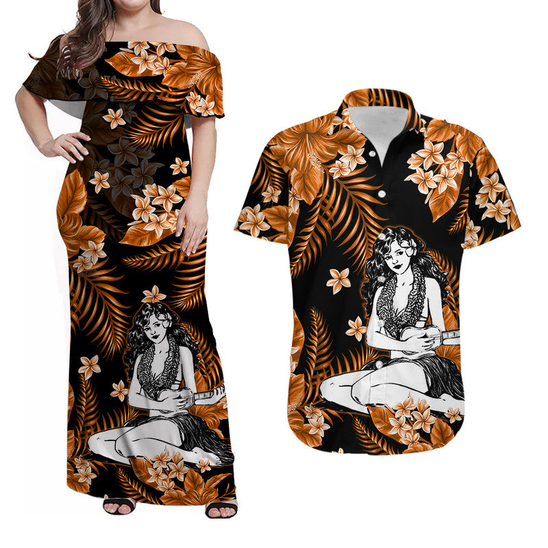 Hawaii Summer Colorful Hula Girl Matching Hawaiian Shirt And Dress Orange LT6 - Wonder Print Shop