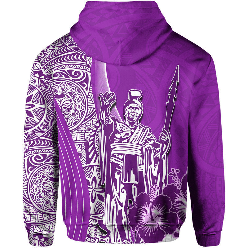 Hawaiian King Kamehameha Hoodie Vibe Purple Style LT6 - Wonder Print Shop