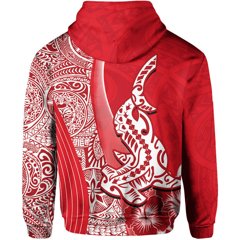 Hawaiian Shark Polynesian Hoodie Vibe Red Style LT6 - Wonder Print Shop