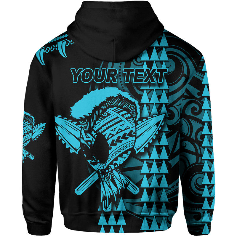 Custom Hawaii Polynesian Warrior Kakau Hoodie Blue LT6 - Wonder Print Shop