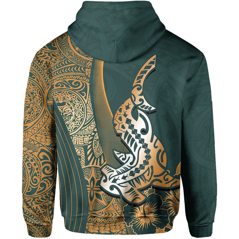 Hawaiian Shark Polynesian Hoodie Vibe Green Style LT6 - Wonder Print Shop